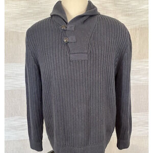 Duluth Trading Sweater Men's XL Brigadier Shawl Collar Wool Blend Gray/Blue